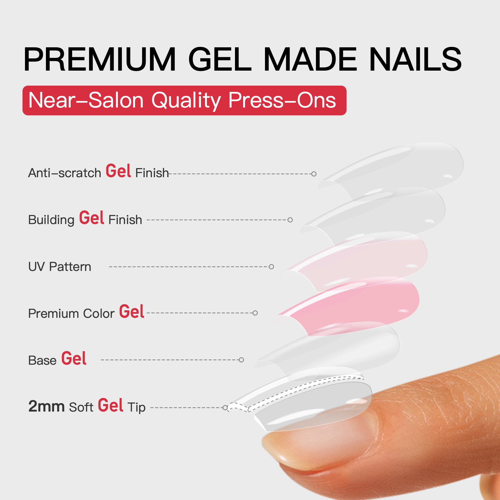 Gel Press On Nails 16 Sizes-32 Pcs A464-1